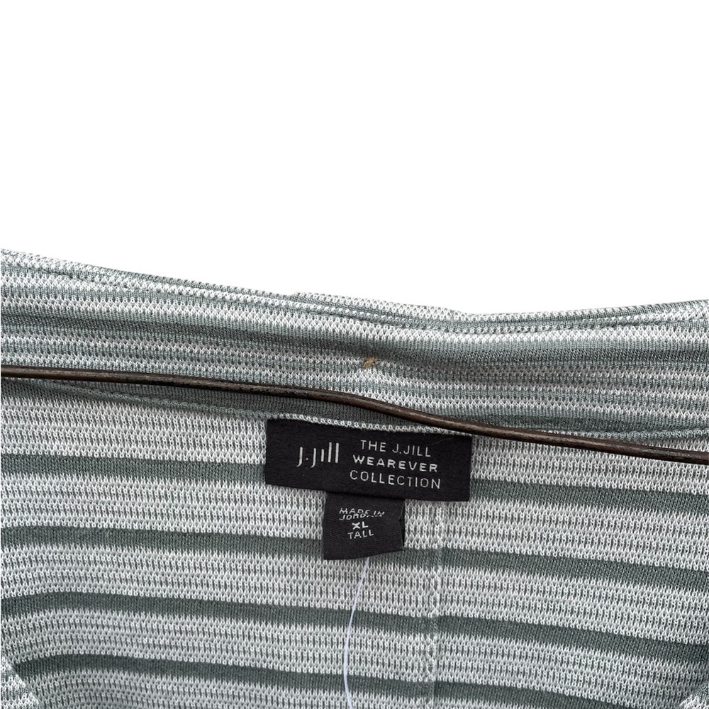 NWT J. JILL Wearever Textured Button-Back English Ivy Cream Striped Top - Picture 6 of 10
